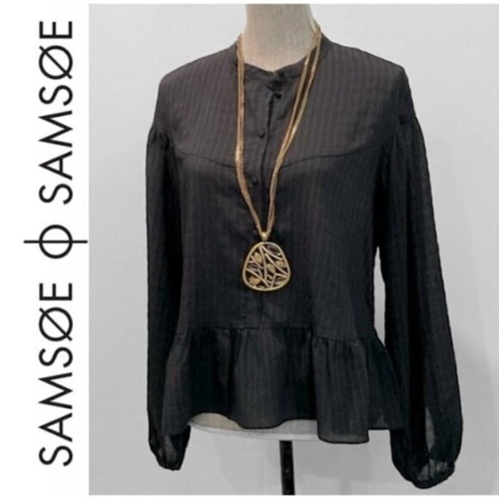 Samsoe Black Long Sleeve Blouse